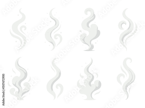 Mystical smoke silhouette icons set – vapor, mist and ethereal design elements