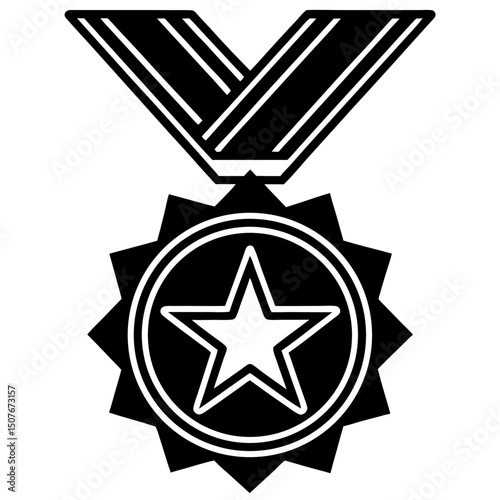 Black and white medallion award icon star achievement