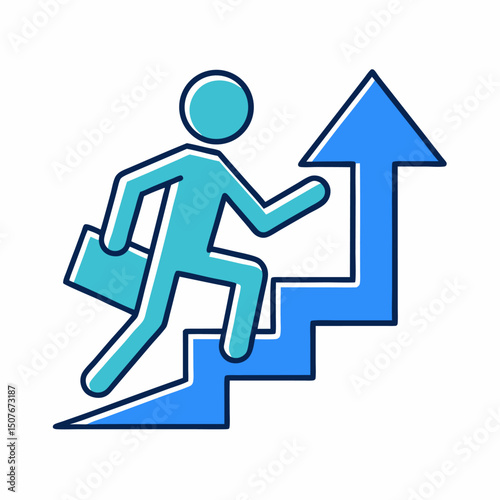 Businessman climbing stairs to success growth progress