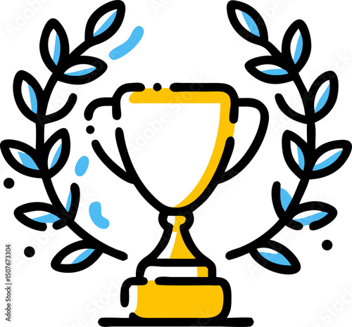 Golden trophy award winner success achievement victory celebration