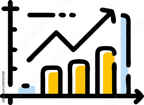 Growing bar graph chart showing upward trend success