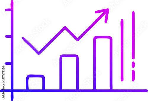 Hand drawn bar graph showing growth and increase