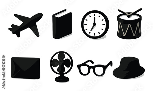 Alphabet silhouette icons set – simple, bold letters and typography symbols