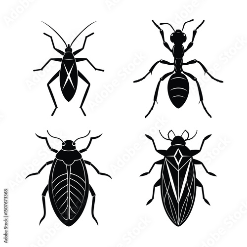 Insects & Arachnids animal silhouette vector bundle set