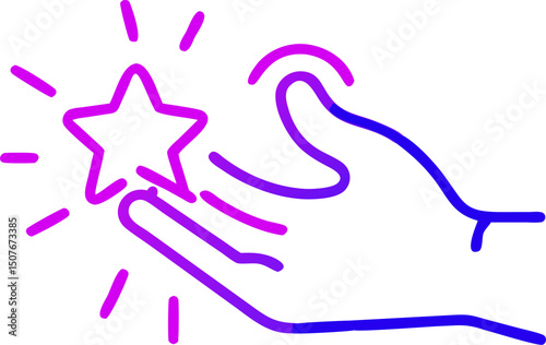 Hand receiving a shining star award success achievement
