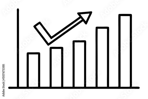 Hand-drawn bar graph showing upward trend positive growth success