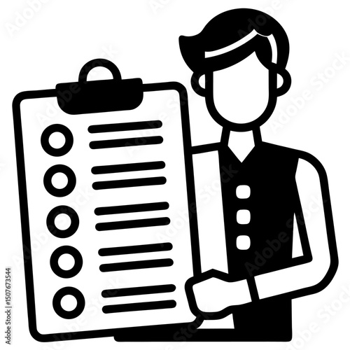 Man holding clipboard checklist task management business