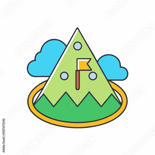 Mini golf mountain course fun game play illustration