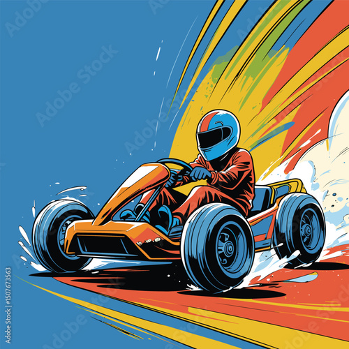 go kart vector art illustration for graphic design