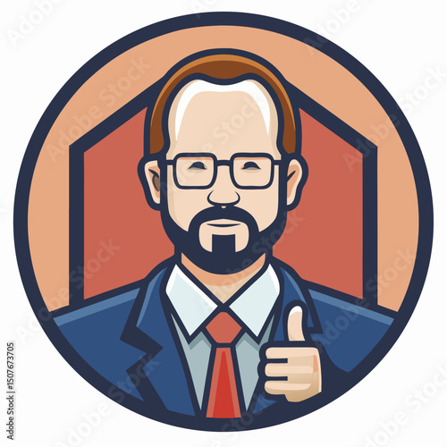 Successful businessman giving thumbs up positive attitude