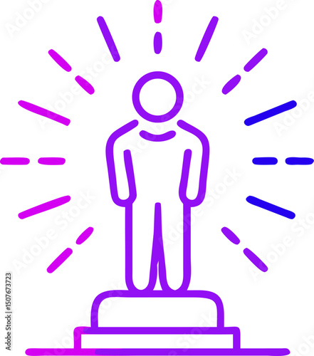 Successful person standing on podium achievement icon