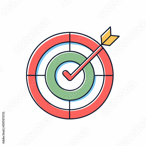 Target achieved success goal bullseye checkmark arrow