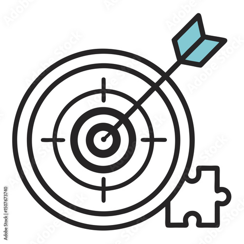 Target arrow puzzle piece solution goal achievement success