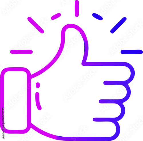 Thumbs up icon gradient purple blue positive feedback approval like