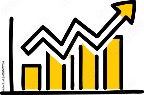 Upward trending bar graph showing growth success