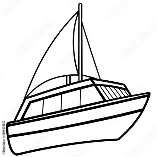 Minimal Catamaran Vector on White Background