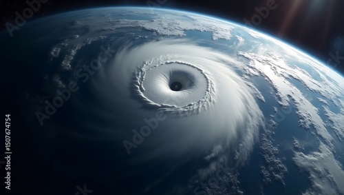 Dramatic hurricane formation over Earth viewed from space perspective