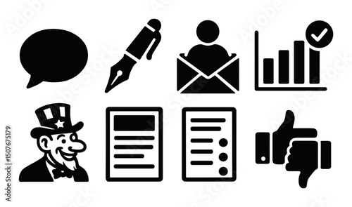 Dynamic icon silhouettes set – simple, compose, pictogram collection