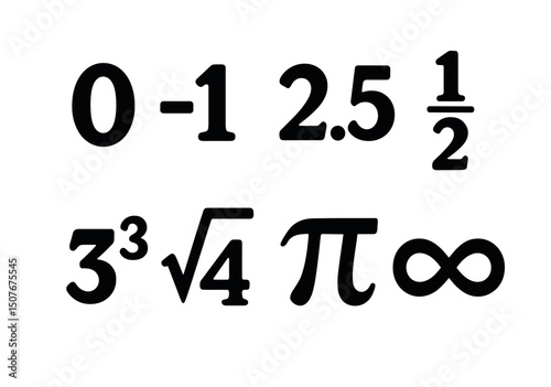 Mathematical symbols icons set – silhouette, numbers and equation notation collection