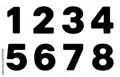 Number silhouette icons set – bold, numeric symbols for simple designs