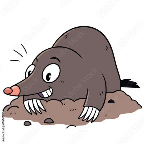 cartoon mole vector digging pose flat earth