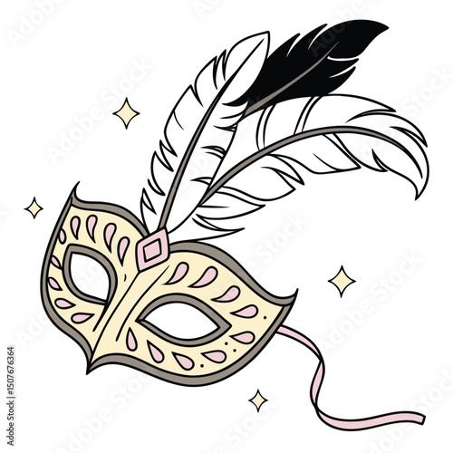 vector illustration of a feather mask for part 