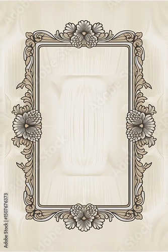 Elegant ornate floral frame design for wedding invitations or certificates
