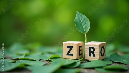 Embracing Zero: A Sprout Emerging Towards a Sustainable Future with Wooden Blocks