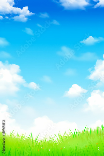 Green Grass and Blue Sky Background