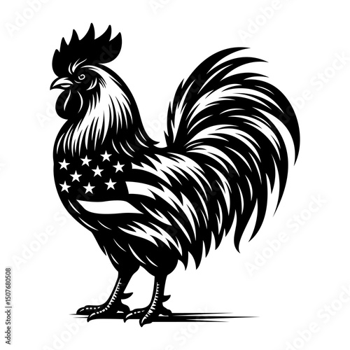 Patriotic Rooster with Bold T...