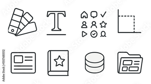 User interface outline icons set – silhouette, design system and ui symbols