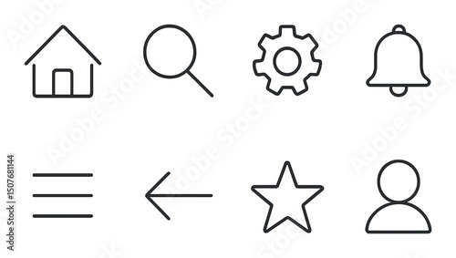 User interface linear icons set – outline, design and functional symbol collection