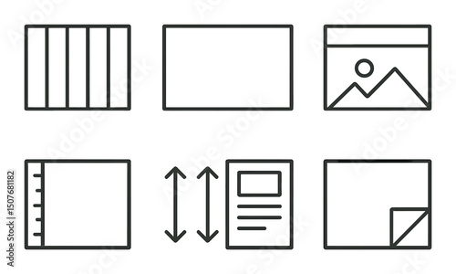 Layout design linear icons set – outline, simple and creative composition symbols