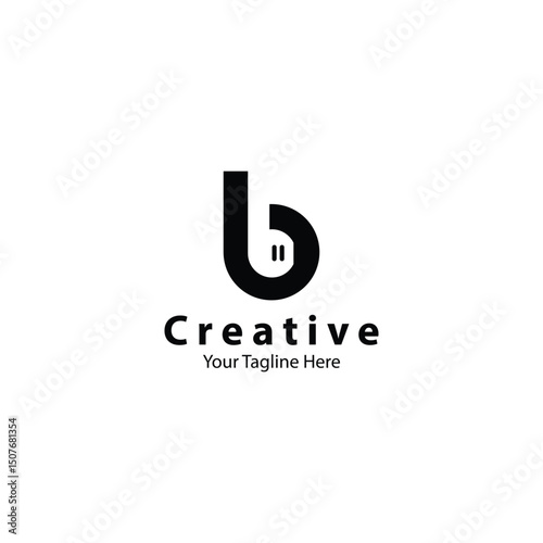 Minimalist music logo, a logo with letter B and earphone for your brand