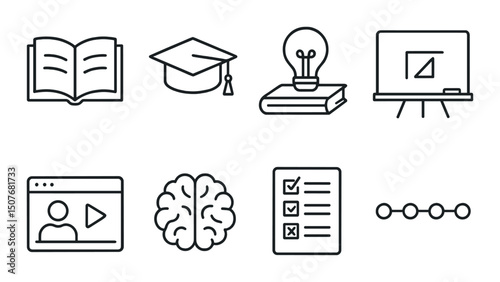 Education and learning line icons set – outline, knowledge and academic symbols