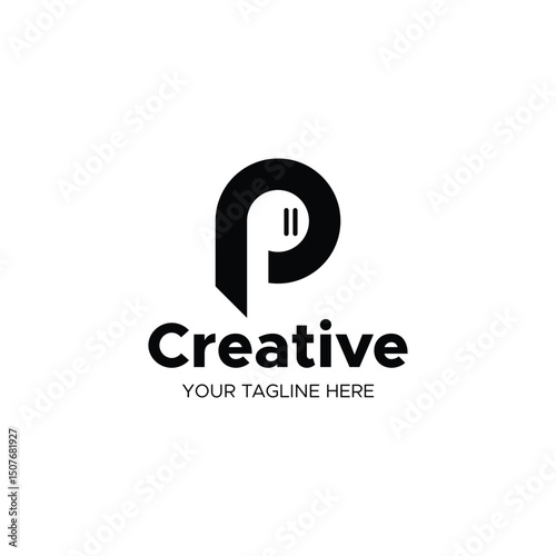 Minimalist music logo, a logo with letter P and earphone for your brand