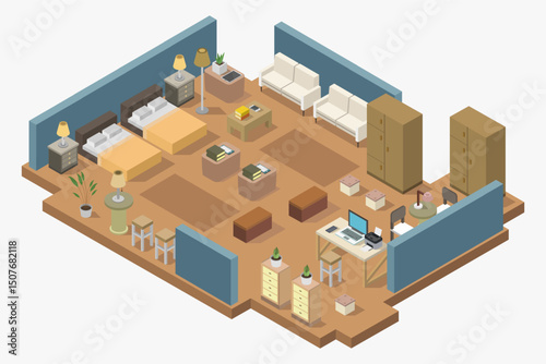 Isometric bedroom