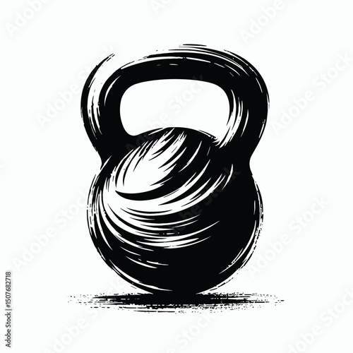 Kettlebell in black vector illustration style