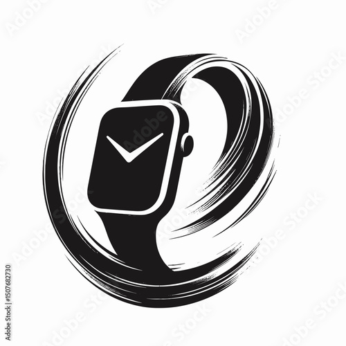 Fitness smart band in black vector illustration