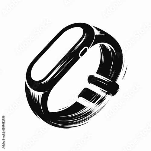 Fitness smart band in black vector illustration