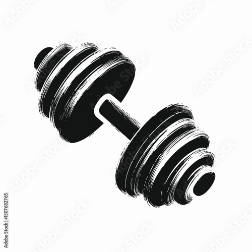 Heavy dumbbell in black grunge vector illustration