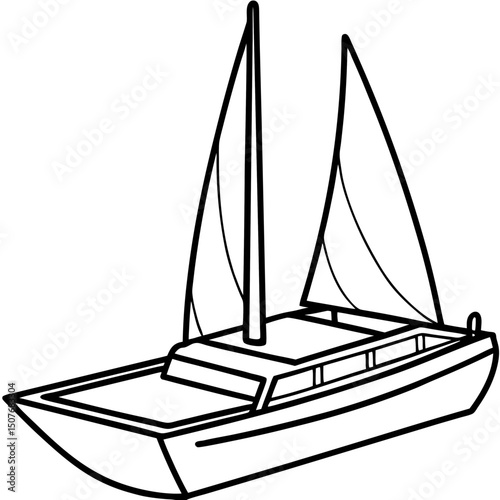 Minimal Trimaran Vector on White Background