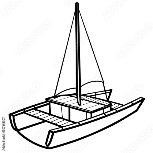 Minimal Trimaran Vector on White Background