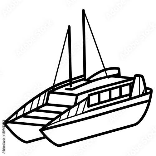 Minimal Trimaran Vector on White Background