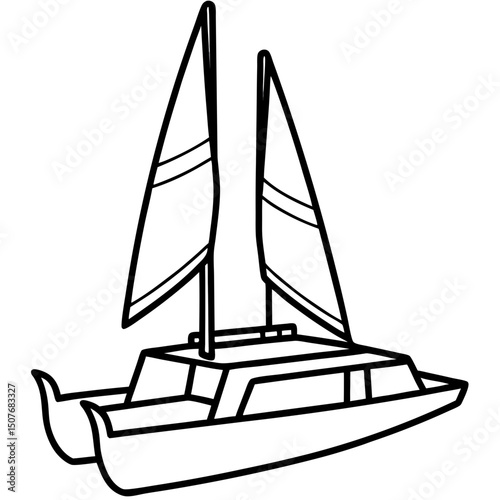 Minimal Trimaran Vector on White Background