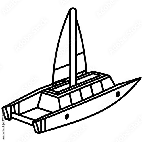Minimal Trimaran Vector on White Background