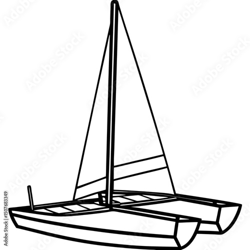 Minimal Trimaran Vector on White Background