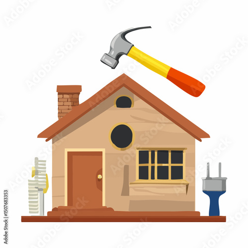 A clear vector illustration of common DIY home maintenance mistakes