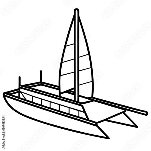 Minimal Trimaran Vector on White Background