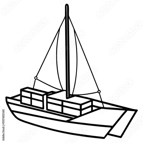 Minimal Trimaran Vector on White Background